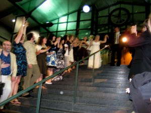 The happy couple exiting